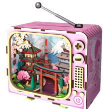 Bücherregal - DIY-Kit zum Bau eines 3D-Modells Buchstütze - TV Fuji - 12,5 x 8 x 13 cm