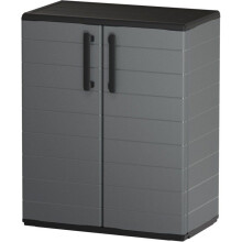 Niedrigschrank - TOOD - 2 Türen + 1 Regal aus Polypropylen - 68 x 37 x H.84 cm - Grau