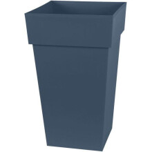Blumentopf hoch Quadrat - EDA - Toskana - 39 cm - 62 L - Innen/Außen - 39 x 39 x H. 65 cm - Jeansblau