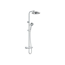 Duschsäule mit Thermostatmischer - Edouard Rousseau - Hoop - Chrom - Runde Kopfbrause - Handbrause
