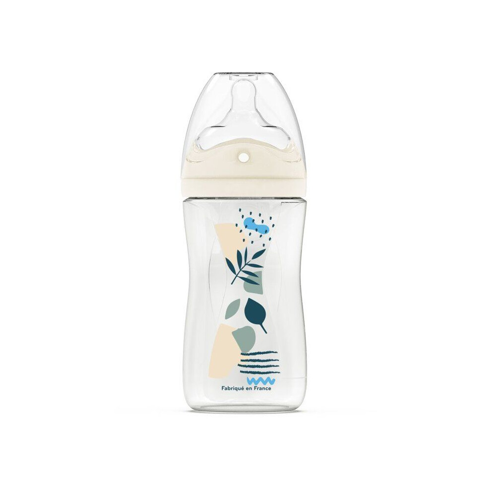 Dodie Anti-Colic Bottle - 270 Ml - Multi-Perforated Teat Biomimicry - +3 Months - Flow 2 - Blue
