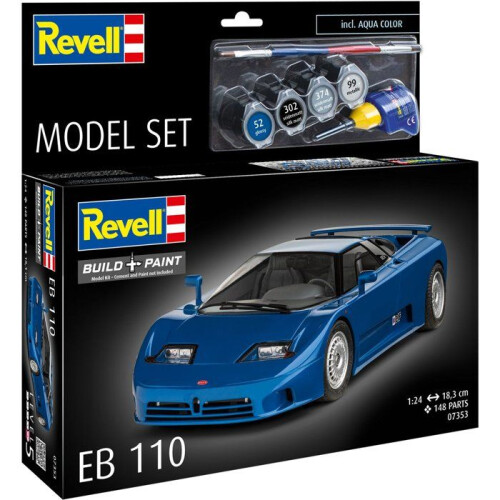 Revell Car Model Kit - REVELL - Model Set - BUGATTI EB 110 - Includes glue, paints, and accessories 1
