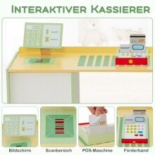 Kinder-Kaufladen aus Holz mit Seitentheke, grün, 89x57x80 cm