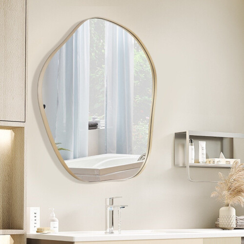 Irregular Wall Mirror, Metal Frame, 75.5 x 70 cm, Gold 1
