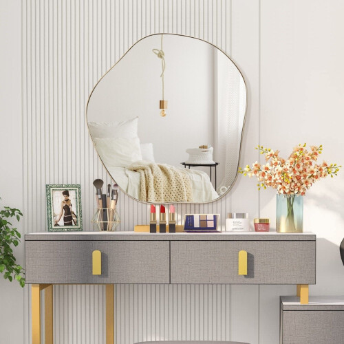 Irregular Wall Mirror, Metal Frame, 75.5 x 70 cm, Gold 2