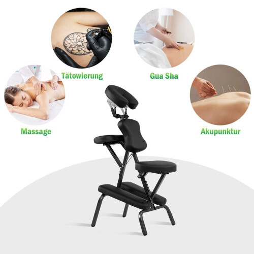 Portable Adjustable Massage Chair - Black, Foldable Design 2