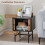 Black Nightstand with Sliding Doors, 40 x 39 x 49 cm 4