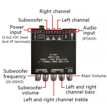 Placa Amplificadora de Subwoofer ZK-TB21  5,0 50WX2 + 100W 2,1 Canales Potencia Audio EstéReo Placa Amplificadora Bajo AMP