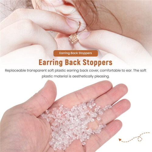 300 Pcs Replacement Clear Soft Plastic Earring Back Caps 2