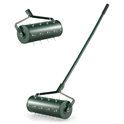 Manual Lawn Aerator Roller - 44x128 cm, 27 Spikes, Ergonomic Handle