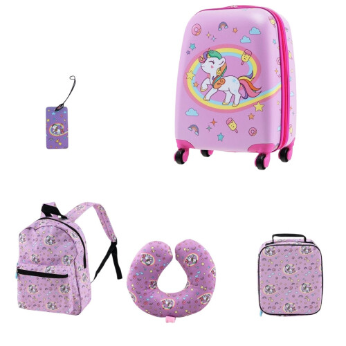 Kids' 5-Piece Luggage Set: 16"" Suitcase, Backpack, Pink