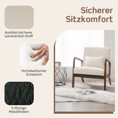 Scaun Sufragerie, Captusit, Cotiere Lemn, Bej