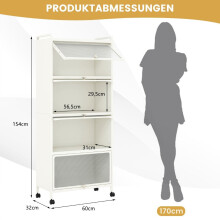 Rolkeukenplank met opvouwbare deuren, 60x32x154 cm, wit