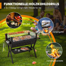 Holzkohlegrill mit Windschutz, Gewürzregalen und Edelstahlrosten