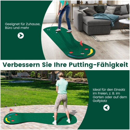 Golf puttematte 300x96 cm med 3 kopper & flagg 1