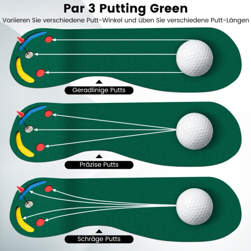 Golf puttematte 300x96 cm med 3 kopper & flagg 2