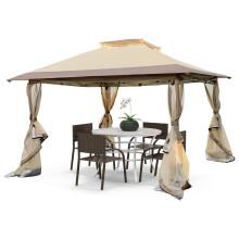 Pop-up paviljoen met klamboe, UV 50+, 3,6 x 3,6 m, kaki