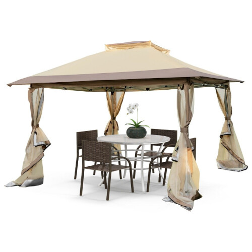 Pop-Up-Pavillon mit Moskitonetz, UV 50+, 3,6 x 3,6 m, Khaki 1