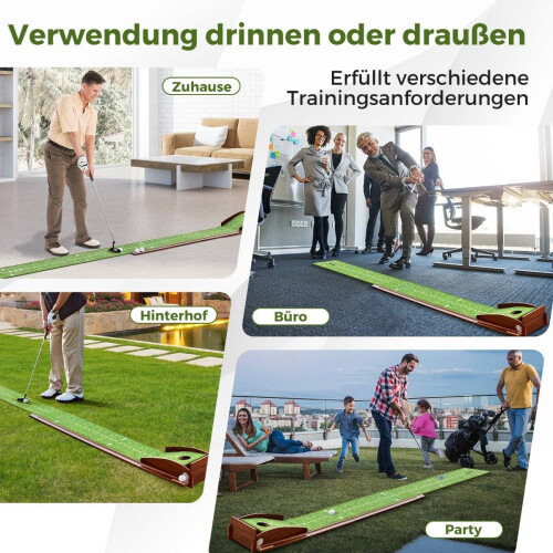 Golf Putting Mat with Auto Ball Return, 1 Hole, 3 Balls 1
