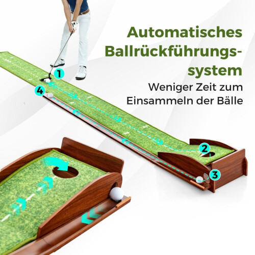 Golf Putting Mat with Auto Ball Return, 1 Hole, 3 Balls 2