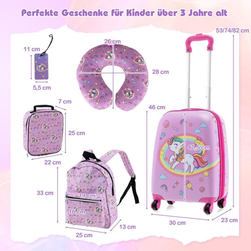Kids' 5-Piece Luggage Set: 16"" Suitcase, Backpack, Pink 1