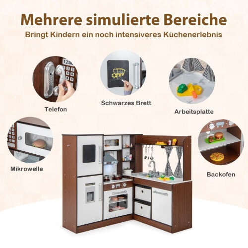 Eckspielküche aus Holz mit Lichtern und Geräuschen 2