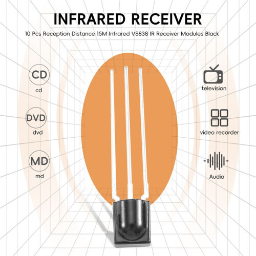 10 Pcs Reception Distance 15M Infrared VS838 IR Receiver Modules Black 2
