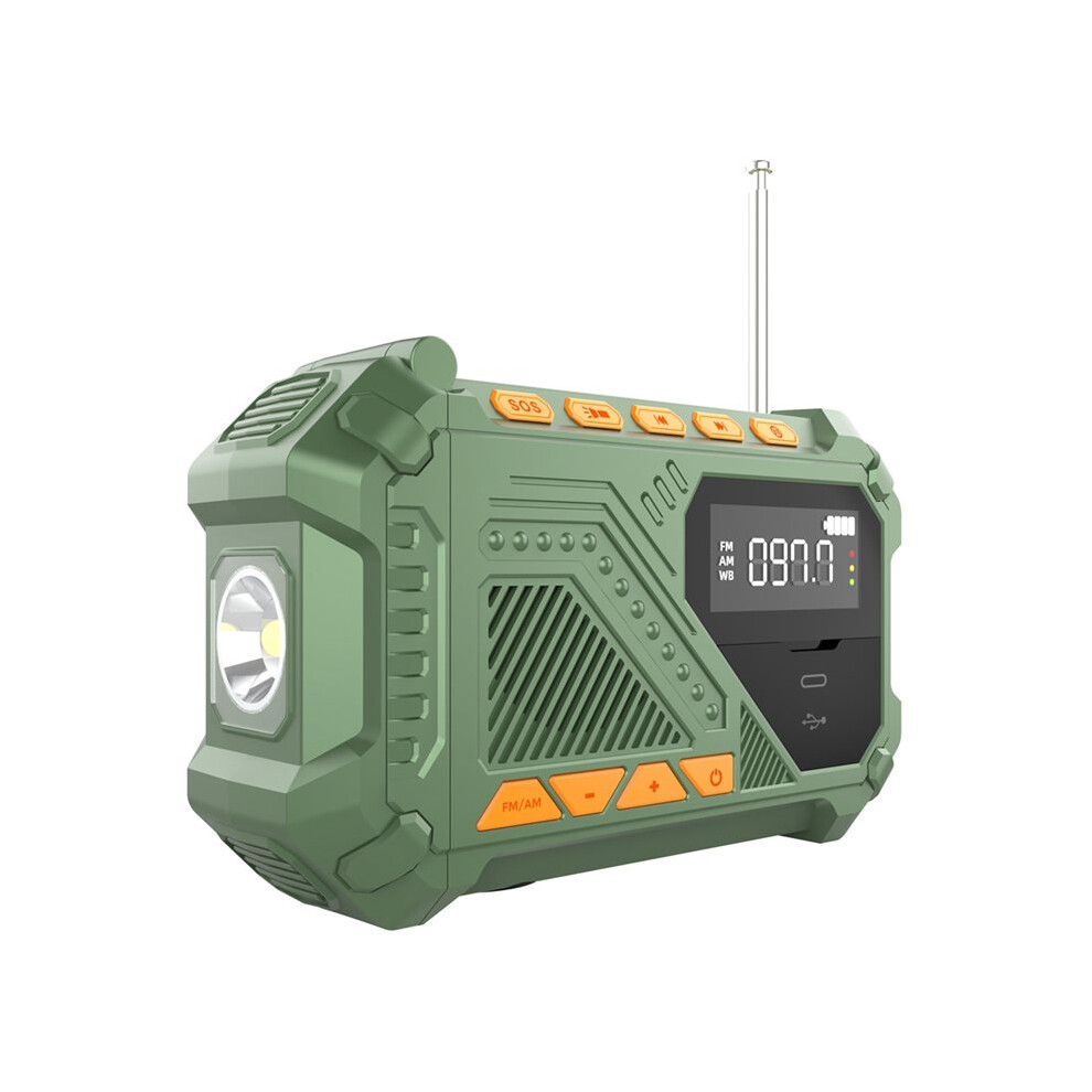 Photos - Radio / Clock Emergency Hand Crank Radio Portable Weather Radio with SOS Alarm LED Flashlight AM/FM/WB Radio for Outdoor Indoor Green
