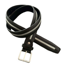 Classical Black Zipper Waist Belt Soft PU Leather Comfortable