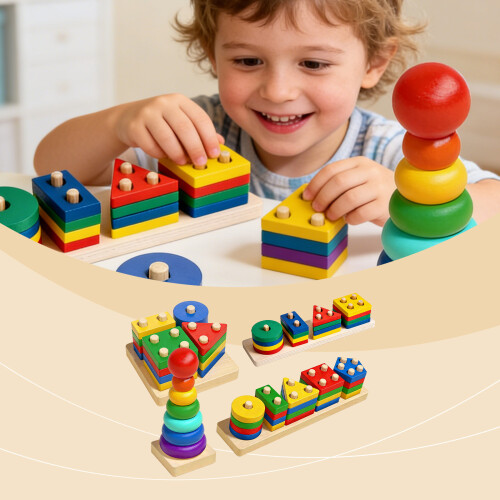 Creative Education Stacking Toy Wood-Category stacking 2