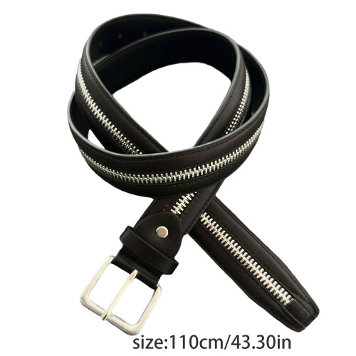 Classical Black Zipper Waist Belt Soft PU Leather Comfortable 2