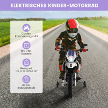 Motocicletă electrică pentru copii cu roți de antrenament, muzică, baterie 12V