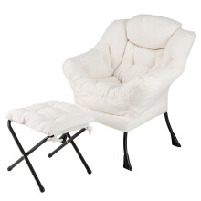 Fauteuil inclinable avec accoudoirs, ottoman, sherpa beige