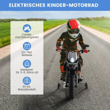 Moto eléctrica para niños con ruedas de entrenamiento, música y batería de 12 V.