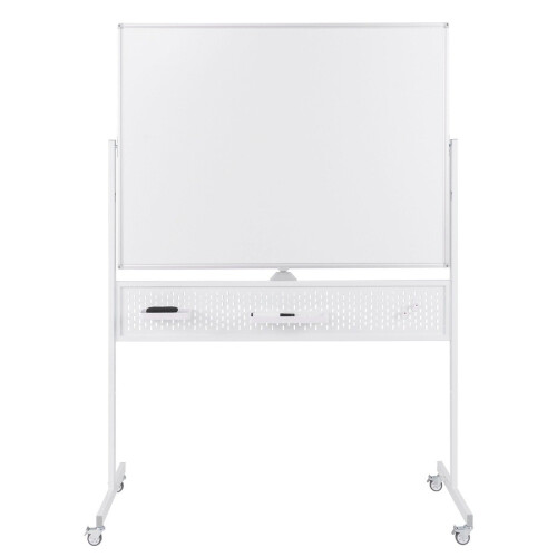 Tableau blanc mobile double face 120x90 cm avec support et roulettes