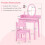 Coiffeuse pour enfants avec tabouret, miroir LED et rangement 3