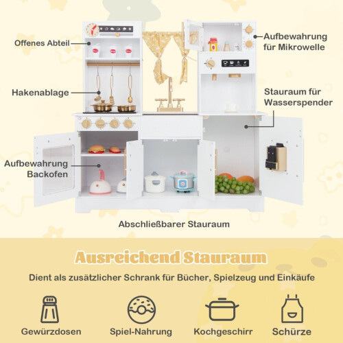 Cuisine enfant en bois avec évier et accessoires 2