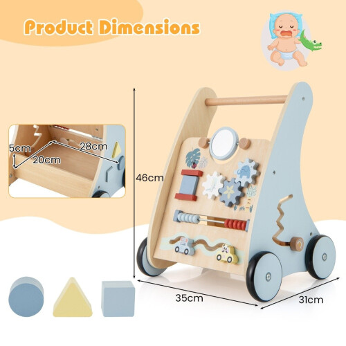 Wooden Baby Walker with Activity Center - Montessori Learning 1