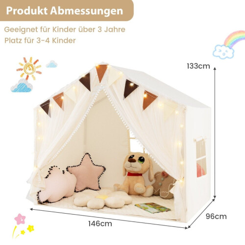 Tenda da gioco per bambini con tende e luci a forma di stella 1