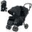Poussette double pliable avec dossier réglable, noire 2