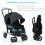 Poussette double pliable avec dossier réglable, noire 3