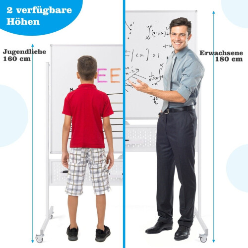 Tableau blanc mobile double face 120x90 cm avec support et roulettes 2