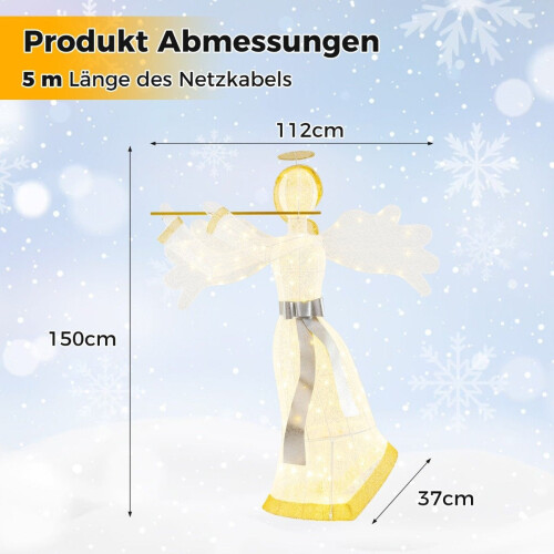 Ange de Noël illuminé avec 100 LED, 150 cm 1