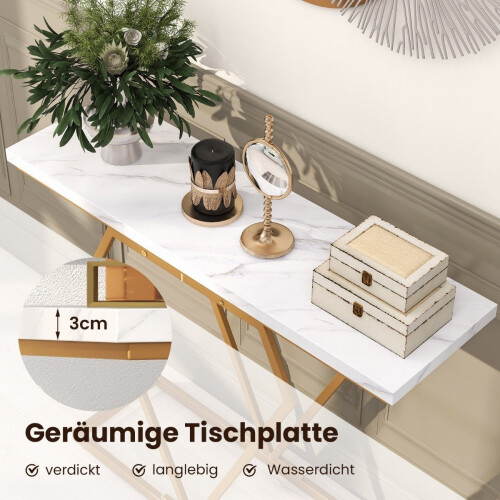 Console Table with Marble Look, Gold Frame, 100x29.5x80 cm 2