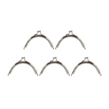 5 Metal Frames Snap Clasp Arch Pattern Coin Style Purse Silver