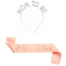 Eșarfă viitoare mămică, folie albă și aurie, cadouri pentru petrecere baby shower, accesorii, suveniruri pentru petrecere baby shower pentru