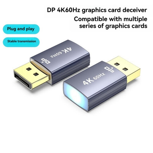 4K DP Dummy-Plug-Display-Emulator, -Virtualmonitor, Headless--Display, EDID-Emulator, Virtualdisplay Grau 1