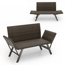 Canapé d'extérieur en polyrotin avec accoudoirs réglables et chaise longue
