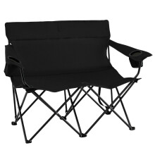 Chaise de camping pliante pour 2 personnes avec porte-gobelets et sac de transport