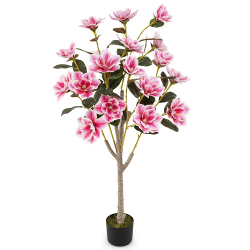 Virágos mesterséges magnóliafa, 90 cm, cserepes